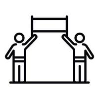 Two people protest banner icon, outline style vector