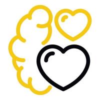 Brain and two hearts icon, outline style vector