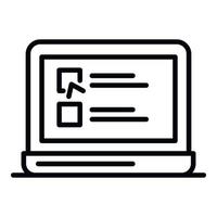 Checkboxes on a laptop icon, outline style vector