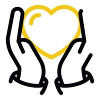 Hands hold heart icon, outline style vector