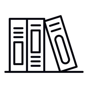 Folders on a shelf icon, outline style vector