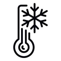 Snowflake thermometer icon, outline style vector