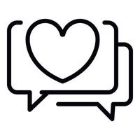 Heart in chat bubble icon, outline style vector