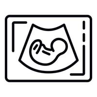 Baby on ultrasound screen icon, outline style vector