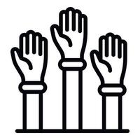 Hands up icon, outline style vector