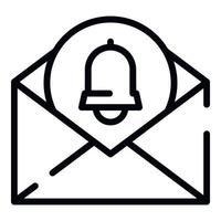 Envelope with a bell icon, outline style vector