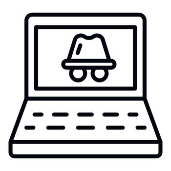 Laptop hacker attack icon, outline style vector