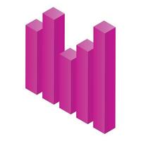 Pink graph icon, isometric style vector