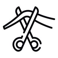 Scissors cut ribbon icon, outline style vector