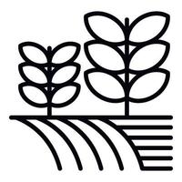 Plants on farm field icon, outline style vector