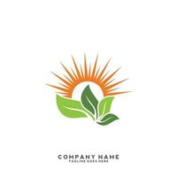 Green leaves logo. plant nature eco garden stylized icon vector botanical.