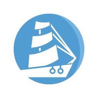 sailing ship icon in circle button illustration vector