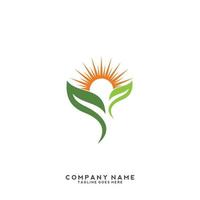 Green leaves logo. plant nature eco garden stylized icon vector botanical.