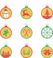 Juego de bolas de Navidad, adornos de Navidad decorativos cortados con láser, juego de juguetes de Navidad, vectores de diseños de juguetes coloridos para niños