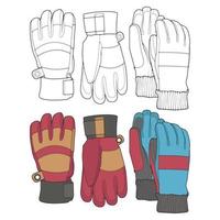 Set of isolated object of glove and winter icon. Set of glove and equipment vector for coloring book stock.