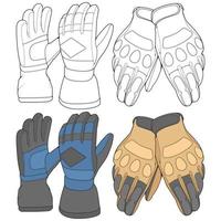 Set of isolated object of glove and winter icon. Set of glove and equipment vector for coloring book stock.