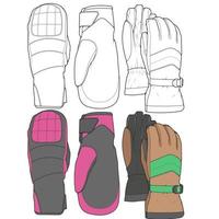 Set of isolated object of glove and winter icon. Set of glove and equipment vector for coloring book stock.