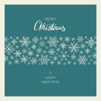 Merry Christmas card with hand drawn snowflakes and lettering vector