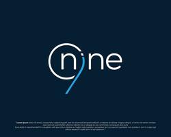 Word mark logo forms negative space of number nine vector