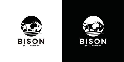 diseño de logotipo de bisonte icono animal ilustración vectorial vector