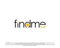 logotipo de la palabra findme con un icono de alfiler de aumento vector