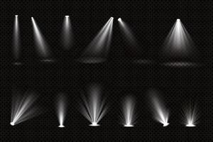 Light beams from spotlights and floor projectors vector