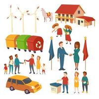 Clip art of acting people and ecology vector