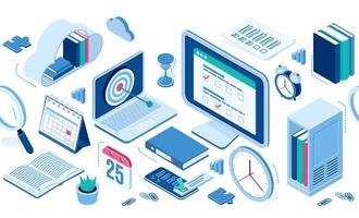 Isometric icons infographics elements for web site vector