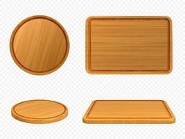 Wooden pizza and cutting boards top or front view vector