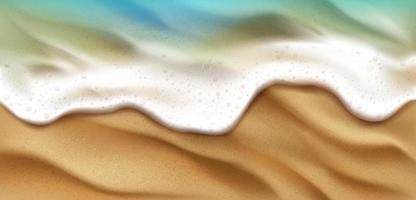 Top view of sea wave with foam splashing on beach vector