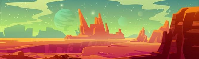 marte paisaje, planeta alienígena, fondo marciano vector