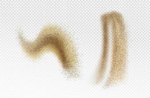 Sand fall, pour or explosion, sandy grains stains vector