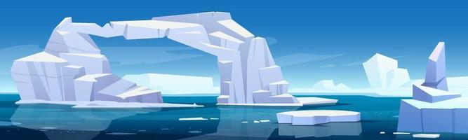 paisaje ártico con iceberg y glaciares derritiéndose vector