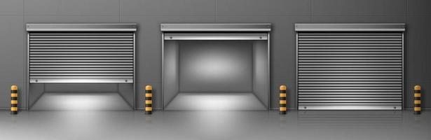 Gate with rolling shutter in garage vector