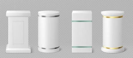 White pedestals or podiums realistic 3d vector set