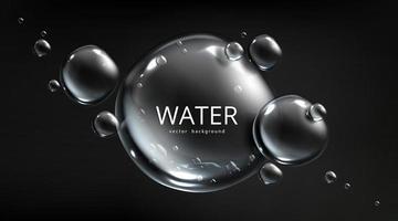 Water background, air bubble spheres on blue aqua vector