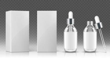 Glass dropper bottle for cosmetic oil or serum vector