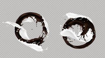 Splash of milk and dark chocolate or coffee mix vector