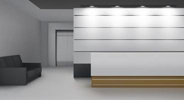 Reception interior with lift, modern foyer room vector