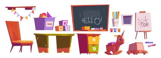 Kids playroom or school furniture and equipment vector