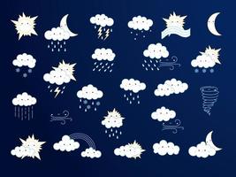 Icons with weather conditions vector