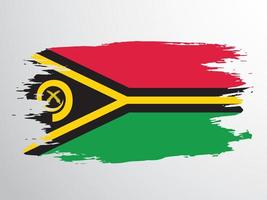 Flag of the Republic of Vanuatu drawn with a brush vector