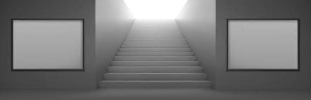 3d stairs going to light, empty white LCD screens vector