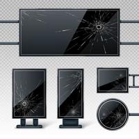 Broken blank billboards displays black LCD screens vector