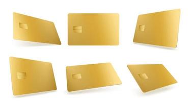 maqueta de tarjeta de crédito dorada, plantilla en blanco aislada vector