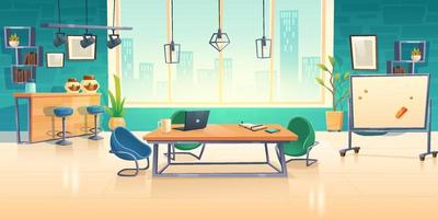 Coworking space interior, empty business office vector