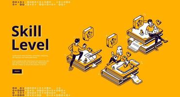 Skill level isometric landing page, education vector