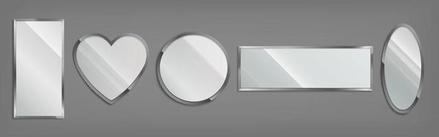 Mirrors in metal frame different shapes vector