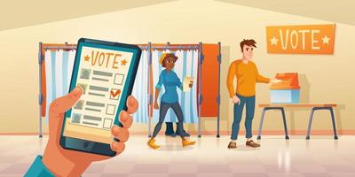 lugar de votación y aplicación móvil para votar vector