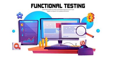 Vector cartoon banner of function test